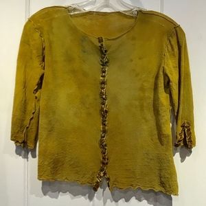 Robin Kaplan Velvet Trimmed Mesh Cardigan